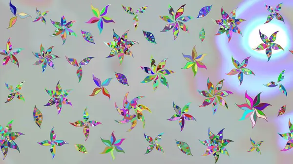 Raster deseni. Raster illüstrasyonu. Küçük çiçekteki sevimli çiçek deseni. Gri renkte yaz çiçekleri.