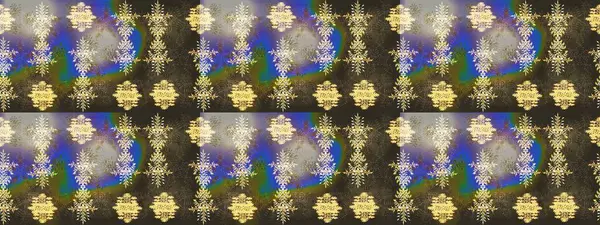 Raster Floral Illustration, Asyalı tekstil. Gri, kahverengi ve yeşil renkli etnik çiçeklerle zarif bir eskiz deseni..