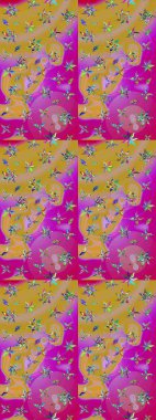 Güzel, parlak, pürüzsüz kumaş, tuval. Çiçek çelengi. Eski moda arka plan. Desen, çizim, çiçek sınırı. Kıvırcık, parlak örgü. Raster illüstrasyonu.