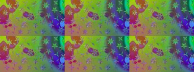 Üzerinde yeşil renkte karalamalar olan çiçek desenleri çiz. Raster illüstrasyonu.