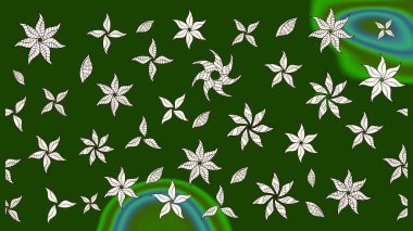 Çiçek izi. Suluboya çizim kalıbı. Suluboya tarzında yeşil renkte çiçekler.