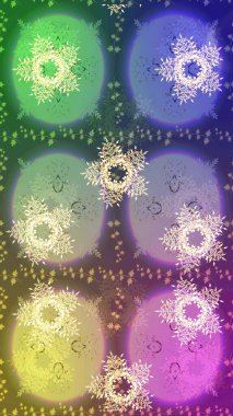 Düz kar karalama ikonları, yılbaşı afişi için kar taneleri silueti, kartlar. Tarafsız, mor ve yeşil renklerde şirin soyut kar taneleri raster tasarımı. Yeni yıl kar tanesi.