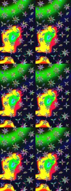 Gri renkli çiçekler. Raster illüstrasyonu. El çizimi çiçekli soyut çizim deseni.