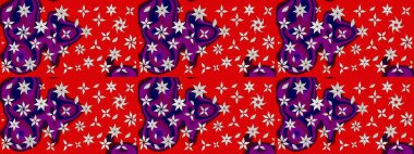 Çizim çiçek deseni duvar kâğıdı olarak kullanılabilir. Raster illüstrasyonu. Kırmızı renkte çiçekler.