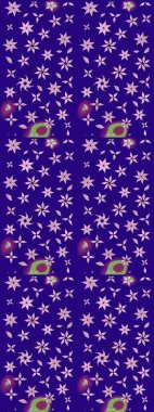 Düz Çiçek Elementleri Tasarımı. Raster Modaya uygun kumaş deseni. Renkli Bahar Teması eskiz kalıbı. Mavi renkli şirin çiçek deseni.