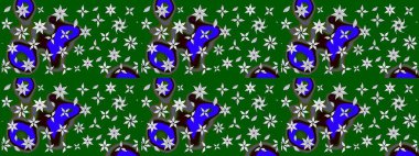 Parlak renkli çiçekli ve yeşil yapraklı harika bir çiçek deseni. Halk tarzı. Moda baskıları için zarif bir şablon. Modern çiçek arkaplanı.