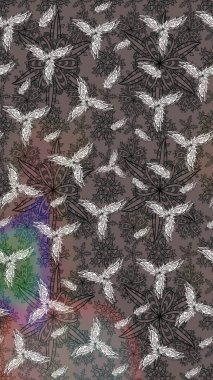 Sanat, çiçeklere ilham verir ve arka plan bırakır. Raster deseni. Kahverengi el çizimi. Karalama çiçekleri çizim deseni.