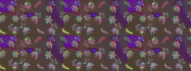 Küçük çiçekli şirin bir desen. Çiçek ve yapraklı çiçek deseni. Raster illüstrasyonu.