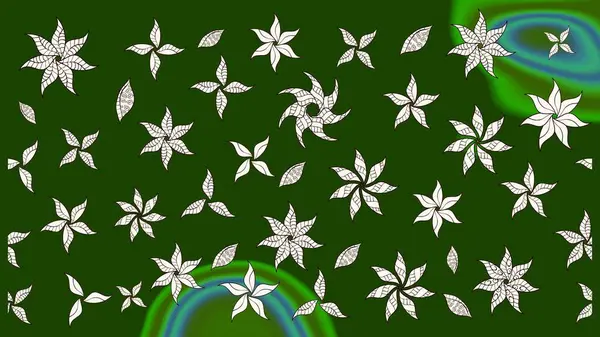 Çiçek izi. Suluboya çizim kalıbı. Suluboya tarzında yeşil renkte çiçekler.