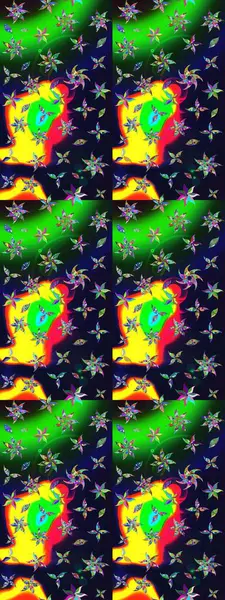 Gri renkli çiçekler. Raster illüstrasyonu. El çizimi çiçekli soyut çizim deseni.