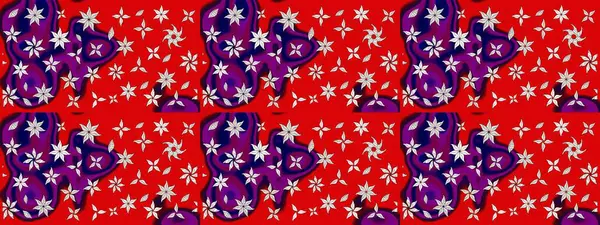 Çizim çiçek deseni duvar kâğıdı olarak kullanılabilir. Raster illüstrasyonu. Kırmızı renkte çiçekler.