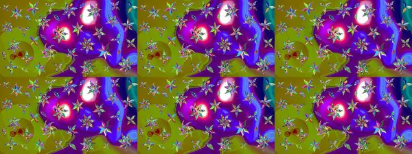 Çiçek duvar kâğıdı. Yeşil renkli şirin tekstil. Çiçek arkaplan. Raster illüstrasyonu. Renkli çizim deseni.