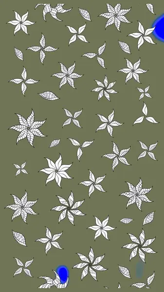 Raster illüstrasyonu. Çiçekli, yapraklı, çiçek desenli eskiz. El çizimi.