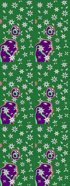 Raster çiçek desenleri çiziyor. Vadinin yeşil renkli çiçekleri.