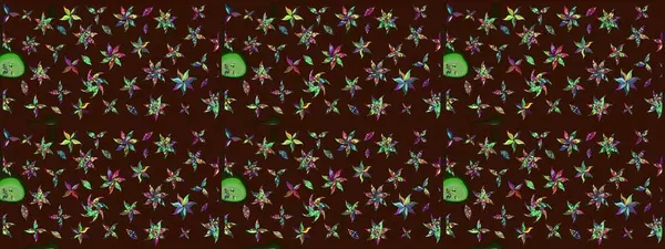 Raster illüstrasyonundaki çiçek desenli çizim. Renkli Bahar Teması eskiz kalıbı. Kahverengi renkli çiçekler. Düz Çiçek Elementleri Tasarımı.