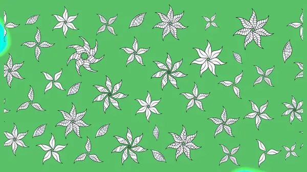 Çiçekler suluboya tarzında yeşil renkte. Raster illüstrasyonunda çiçek deseni çizimi.