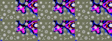 Renkli Bahar Teması eskiz kalıbı. Düz Çiçek Elementleri Tasarımı. Yeşil renkli çiçekler. Çiçek desenli eskiz, yaz çiçekleri..