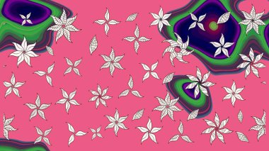 Motley illüstrasyonu. Küçük çiçekte güzel bir desen. Küçük renkli çiçekler. Pembe çiçekli bahar çiçekleri. Moda baskıları için zarif bir şablon.