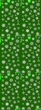 Raster illüstrasyonu. Düz Çiçek Elementleri Tasarımı. Renkli Bahar Teması eskiz kalıbı. Yeşil renkli çiçekler. Çiçekli çiçek deseni, suluboya..