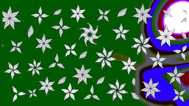 Düz Çiçek Elementleri Tasarımı. Raster illüstrasyonundaki çiçek desenli çizim. Renkli Bahar Teması eskiz kalıbı. Süslü kumaş deseni.