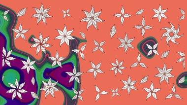 Elle boyanmış suluboya resim çizimleri, çiçekler ve bitkiler. Turuncu renkte çiçekler.