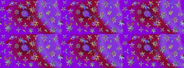 Düz Çiçek Elementleri Tasarımı. Renkli Bahar Teması eskiz kalıbı. Mor renkli çiçekler. Çiçekle çizim deseni.