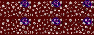 Çiçek süslemeli çizim deseni. Kırmızı renkte çiçekler. Raster illüstrasyonu.