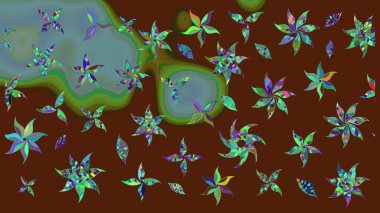 Kahverengi renklerde. Raster illüstrasyonu. Taslak dekoratif arka plan, çiçek mandala. Çiçek..