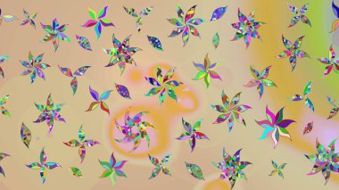 Raster çiçek desenleri çiziyor. Vadinin bej renkli çiçekleri.