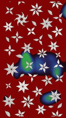 Kibarca, kırmızı renkte bahar çiçekleri. Çiçek ve yapraklı karalama şeklinde Raster çiçek deseni. Raster illüstrasyonu.