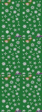 Raster illüstrasyonu. Tropik çiçek desenleri. Yeşil renkte çiçekler.