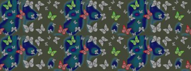 Karala, karala, karala. Duvar kağıtları, giysiler, erkekler ve kızlar için soyut çizim kalıbı. Kelebek deseni. Raster..