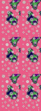 Zarif, parlak ve pembe çiçek desenli bir tasarım. Sabıka baskıları, bebek kıyafetleri, duvar kâğıtları, paket kutuları vb..