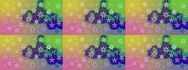 Raster düz çiçek çizim deseni. Yeşil renkli çiçekler. Tasarım hediye paketi, tebrik kartları, posterler ve afiş tasarımı.