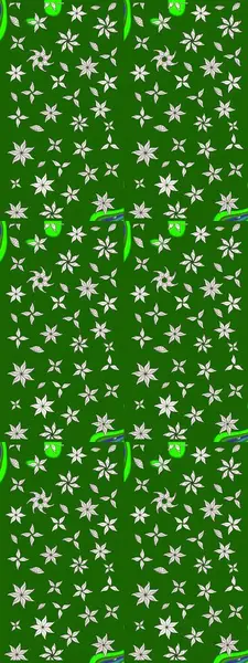 Raster illüstrasyonu. Düz Çiçek Elementleri Tasarımı. Renkli Bahar Teması eskiz kalıbı. Yeşil renkli çiçekler. Çiçekli çiçek deseni, suluboya..