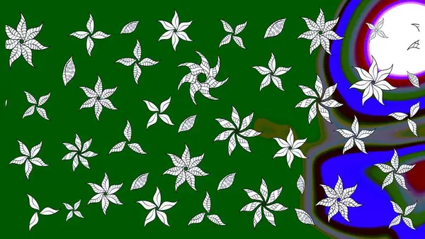 Düz Çiçek Elementleri Tasarımı. Raster illüstrasyonundaki çiçek desenli çizim. Renkli Bahar Teması eskiz kalıbı. Süslü kumaş deseni.