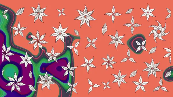 Elle boyanmış suluboya resim çizimleri, çiçekler ve bitkiler. Turuncu renkte çiçekler.