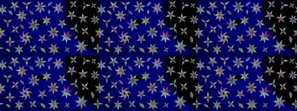 Çiçeksel çizim kalıbının yansıması. Vadinin mavi renkli çiçekleri.