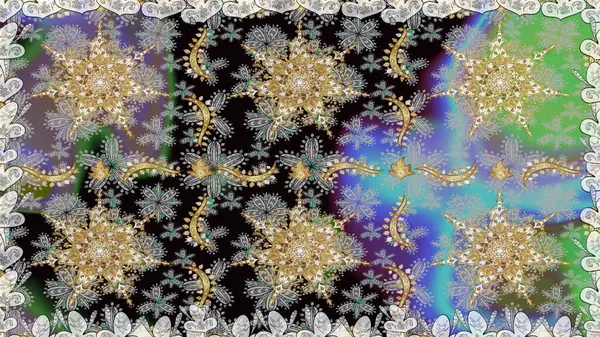 Süslü dekorasyon. Altın elementli gri renkli altın desenli. Raster klasik barok çiçeksiz altın desenli. Lüks, kraliyet ve Viktorya dönemi konsepti.