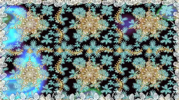 Altın elementlerle nötr renklerde altın desen. Klasik klasik klasik arka plan. Kusursuz klasik raster altın desenli. Geleneksel oryantasyon süsü.