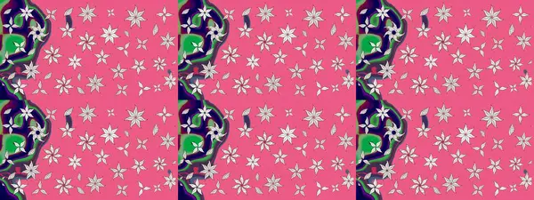 Renkli desenli eskiz deseni, pembe çiçekler ve dekoratif elementlerle. Eskiz geçmişi. Raster illüstrasyonu. Kumaş, tekstil, duvar kağıdı baskısı için. Antika retro tarzı.