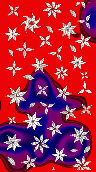 Şirin çiçek elementleri. Raster illüstrasyonu. Robot resim. Kırmızı renkte çiçekler.