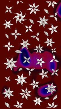 Kırmızı renkte çiçekler. Kumaş desenli papatya çiçekleri ayrıntıları.