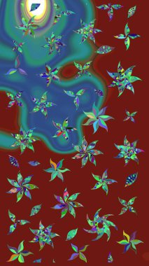 Sketch Colour Spring Theme eskiz kalıbı. Kırmızı renkte çiçekler. Düz Çiçek Elementleri Tasarımı. Sevimli çiçek raster deseni.