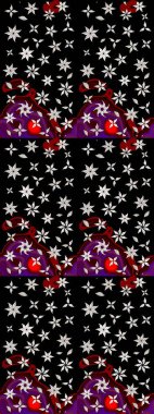 Düz Çiçek Elementleri Tasarımı. Güzel eskiz şekli. Yazdır. Güzel kumaş deseni. Renkli Yaz Temalı eskiz kalıbı. Raster çiçekli arka plan.