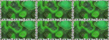 3 boyutlu çiçekler, pürüzsüz. Raster illüstrasyonu. Yeşil renklerde.