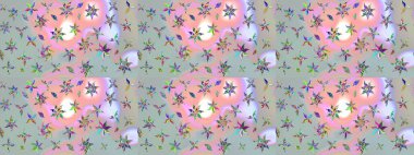 Gri renkli Asya tekstili. Çiçek desenli çizim. Raster illüstrasyonu.