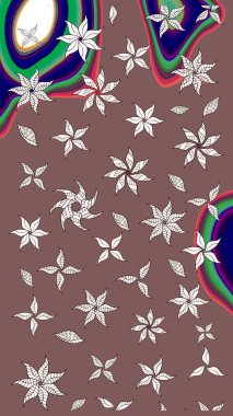 Çiçek izi. Suluboya çizim kalıbı. Suluboya tarzında kahverengi renkte çiçekler.