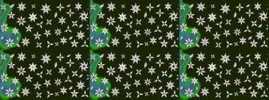 Renkli desenli eskiz deseni, gri çiçekler ve dekoratif elementlerle. Eskiz geçmişi. Raster illüstrasyonu. Kumaş, tekstil, duvar kağıdı baskısı için. Antika retro tarzı.