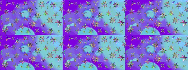 Küçük çiçekli basit bir çiçek çizimi. Mor renkli şirin çiçekler. Moda baskısı, albüm, ambalaj kağıdı ve duvar kağıdı için zarif dekoratif süslemeler. Raster illüstrasyonu.